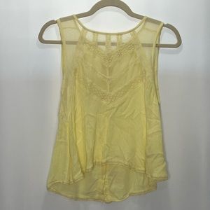 Free People Butter Yellow Sleeveless Button Down Blouse